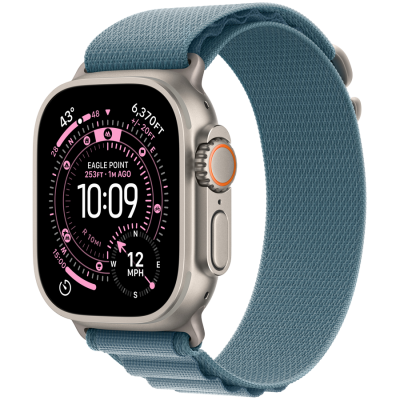Apple Watch Ultra 3 GPS + Cellular 49mm Natural Titanium Case with Light Blue Alpine Loop - Small,Mo