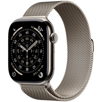 Apple Watch Series 11 GPS + Cellular 46mm Natural Titanium Case with Natural Milanese Loop - S/M,Mod