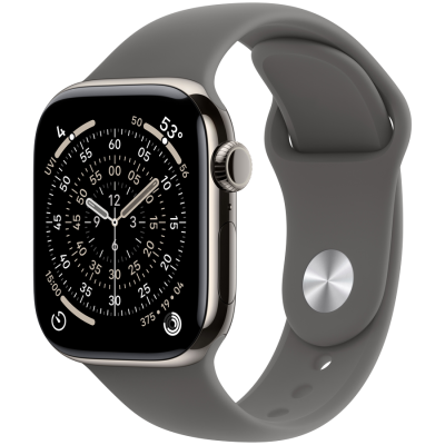 Apple Watch Series 11 GPS + Cellular 42mm Natural Titanium Case with Stone Grey Sport Band - M/L,Mod