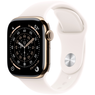 Apple Watch Series 11 GPS + Cellular 42mm Gold Titanium Case with Light Blush Sport Band - M/L,Model
