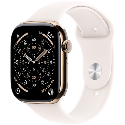 Apple Watch Series 11 GPS + Cellular 46mm Gold Titanium Case with Light Blush Sport Band - M/L,Model