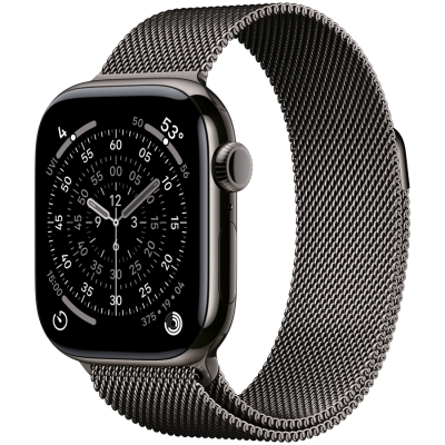 Apple Watch Series 11 GPS + Cellular 42mm Slate Titanium Case with Slate Milanese Loop,Model A3335