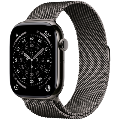 Apple Watch Series 11 GPS + Cellular 46mm Slate Titanium Case with Slate Milanese Loop - S/M,Model A