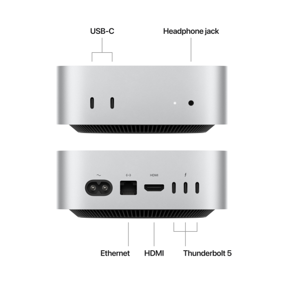 Комп’ютер Mac Mini Silver Model A3239 M4 Pro 12C CPU 16C GPU 24GB 10GbE 2TB SSD 3xTB5 HDMI 2хUSB-C