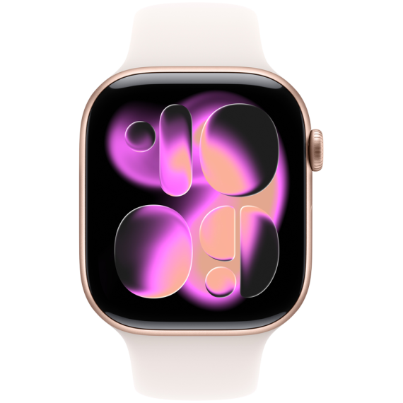 Apple Watch Series 11 GPS + Cellular 46mm Rose Gold Aluminium Case with Light Blush Sport Band - S/M