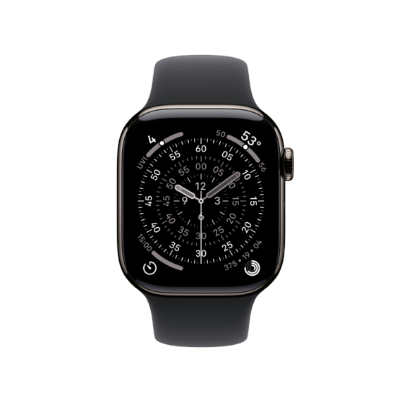 Apple Watch Series 11 GPS + Cellular 42mm Slate Titanium Case with Black Sport Band - M/L,Model A333