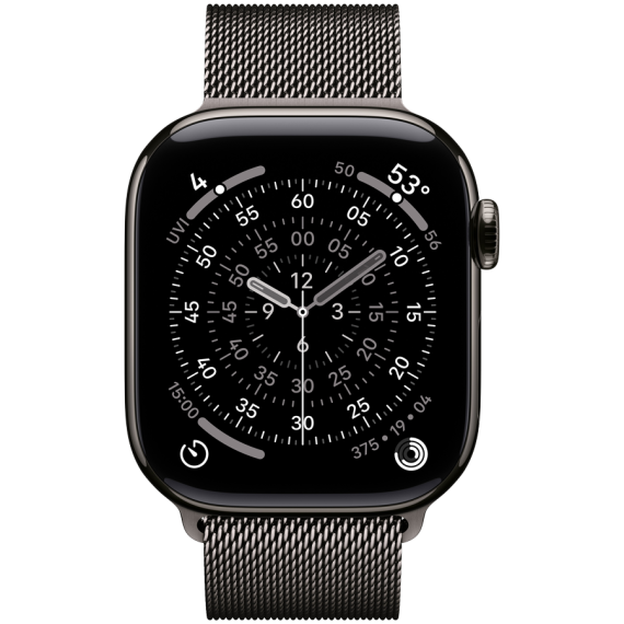 Apple Watch Series 11 GPS + Cellular 42mm Slate Titanium Case with Slate Milanese Loop,Model A3335