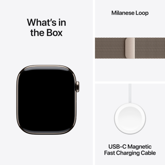 Apple Watch Series 11 GPS + Cellular 46mm Natural Titanium Case with Natural Milanese Loop - S/M,Mod