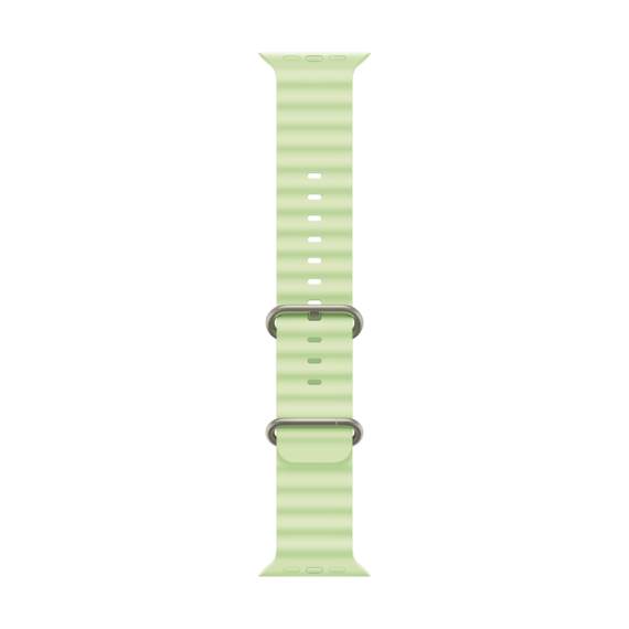 49mm Neon Green Ocean Band - Natural Titanium Finish