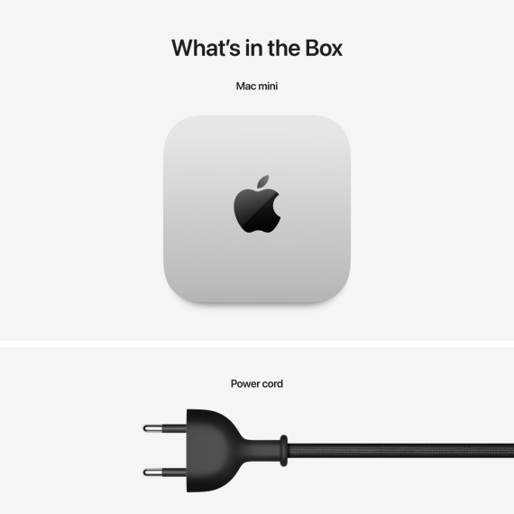 Mac mini, Silver, Model A3238, M4 10C CPU 10C GPU, 32GB, 10 Gigabit Ethernet, 256GB SSD, 3xTB4, HDMI