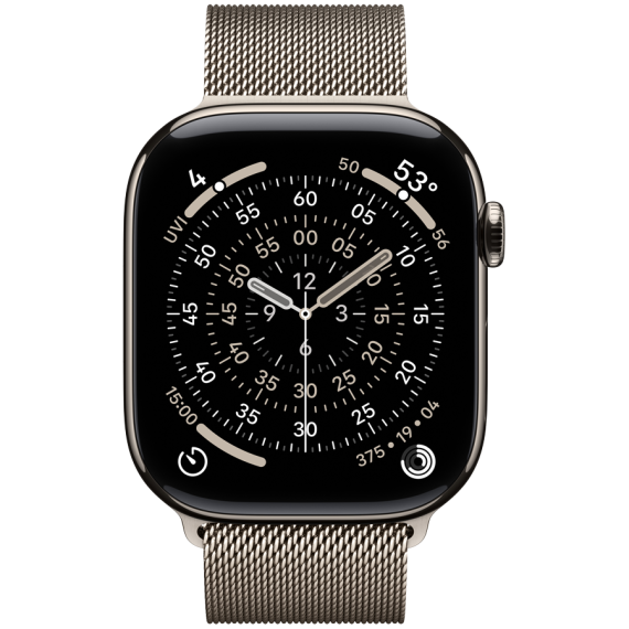 Apple Watch Series 11 GPS + Cellular 46mm Natural Titanium Case with Natural Milanese Loop - S/M,Mod