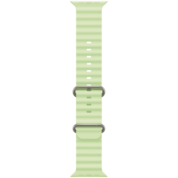 49mm Neon Green Ocean Band - Natural Titanium Finish