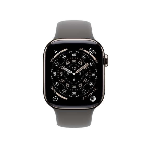 Apple Watch Series 11 GPS + Cellular 42mm Natural Titanium Case with Stone Grey Sport Band - M/L,Mod