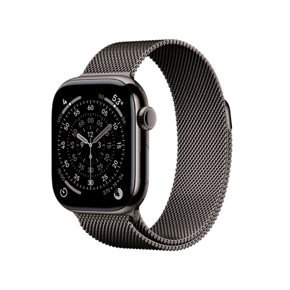 Apple Watch Series 11 GPS + Cellular 42mm Slate Titanium Case with Slate Milanese Loop,Model A3335