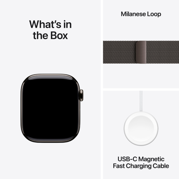 Apple Watch Series 11 GPS + Cellular 42mm Slate Titanium Case with Slate Milanese Loop,Model A3335