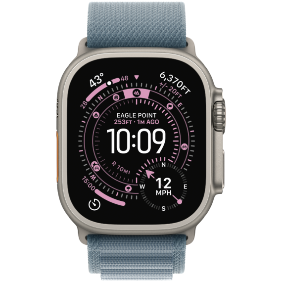 49mm Light Blue Alpine Loop - Small - Natural Titanium Finish