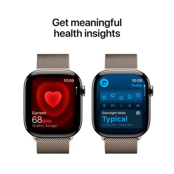 Apple Watch Series 11 GPS + Cellular 46mm Natural Titanium Case with Natural Milanese Loop - S/M,Mod