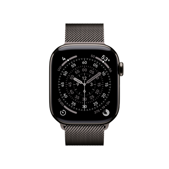 Apple Watch Series 11 GPS + Cellular 42mm Slate Titanium Case with Slate Milanese Loop,Model A3335