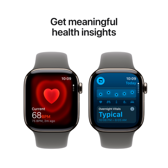 Apple Watch Series 11 GPS + Cellular 42mm Natural Titanium Case with Stone Grey Sport Band - M/L,Mod