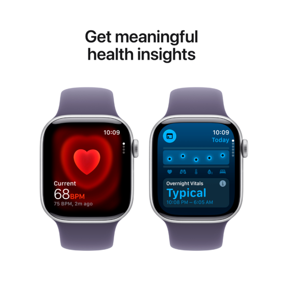 Apple Watch Series 11 GPS + Cellular 42mm Silver Aluminium Case with Purple Fog Sport Band - S/M,Mod