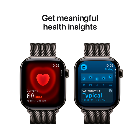 Apple Watch Series 11 GPS + Cellular 42mm Slate Titanium Case with Slate Milanese Loop,Model A3335