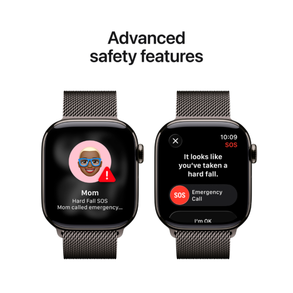 Apple Watch Series 11 GPS + Cellular 42mm Slate Titanium Case with Slate Milanese Loop,Model A3335