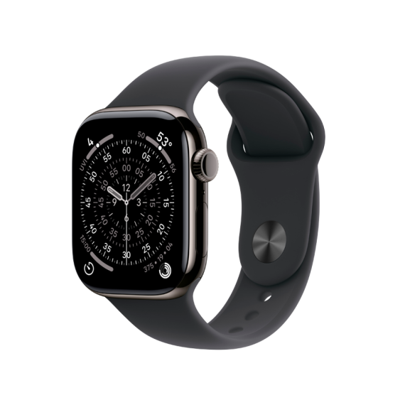 Apple Watch Series 11 GPS + Cellular 42mm Slate Titanium Case with Black Sport Band - M/L,Model A333