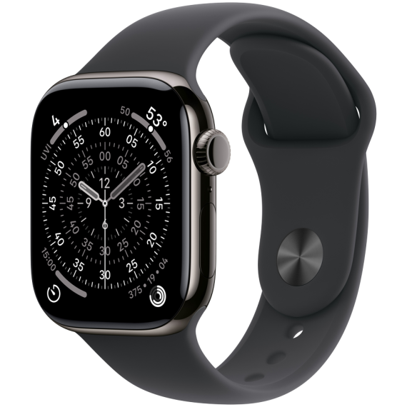 Apple Watch Series 11 GPS + Cellular 42mm Slate Titanium Case with Black Sport Band - M/L,Model A333