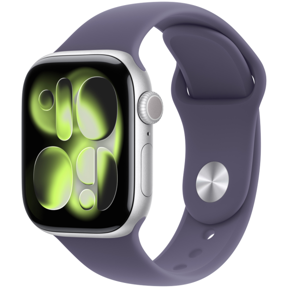 Apple Watch Series 11 GPS + Cellular 42mm Silver Aluminium Case with Purple Fog Sport Band - S/M,Mod