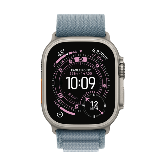 49mm Light Blue Alpine Loop - Small - Natural Titanium Finish