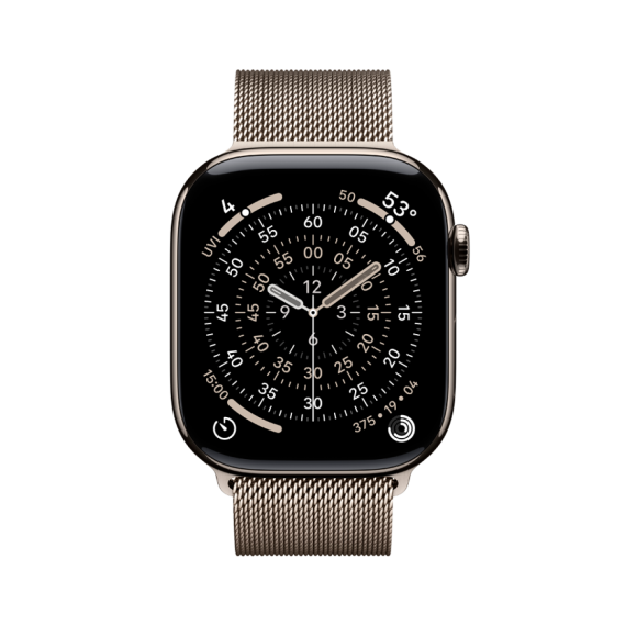 Apple Watch Series 11 GPS + Cellular 46mm Natural Titanium Case with Natural Milanese Loop - S/M,Mod
