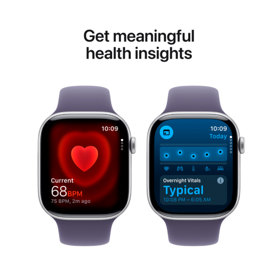 Apple Watch Series 11 GPS + Cellular 46mm Silver Aluminium Case with Purple Fog Sport Band - M/L,Mod