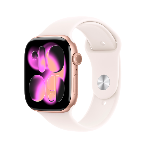Apple Watch Series 11 GPS + Cellular 46mm Rose Gold Aluminium Case with Light Blush Sport Band - S/M