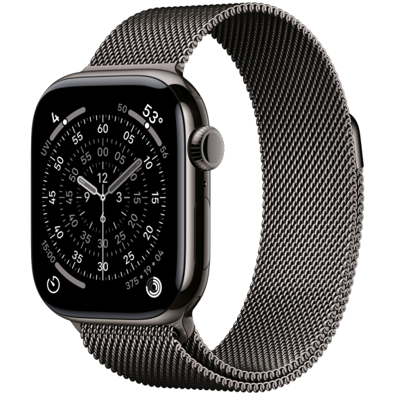 Apple Watch Series 11 GPS + Cellular 42mm Slate Titanium Case with Slate Milanese Loop,Model A3335