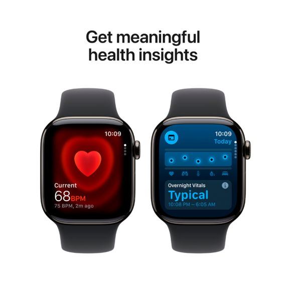 Apple Watch Series 11 GPS + Cellular 42mm Slate Titanium Case with Black Sport Band - M/L,Model A333