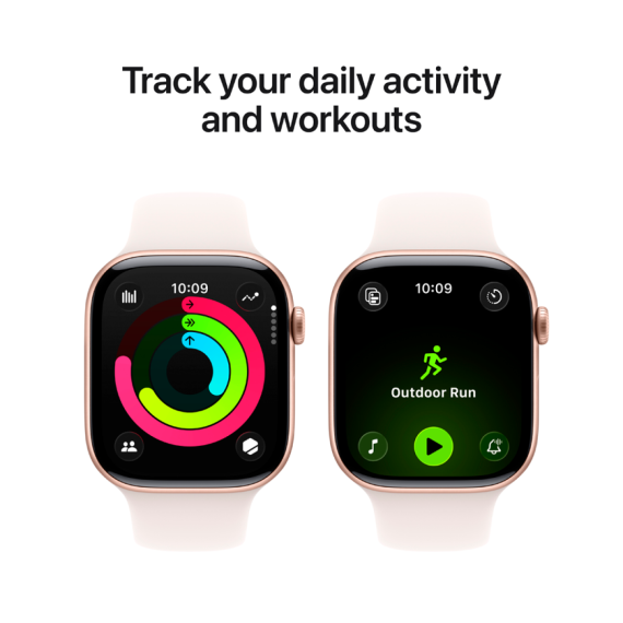 Apple Watch Series 11 GPS + Cellular 46mm Rose Gold Aluminium Case with Light Blush Sport Band - S/M