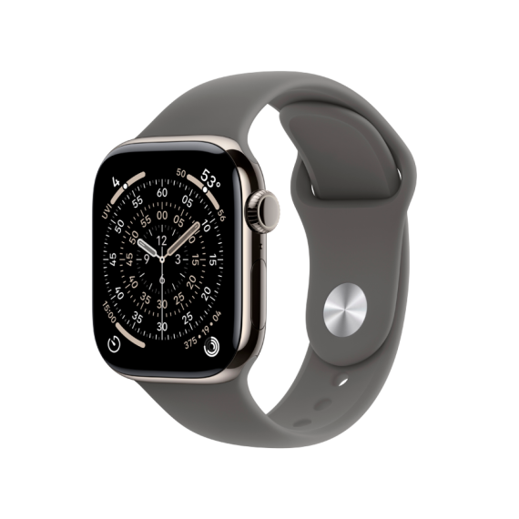 Apple Watch Series 11 GPS + Cellular 42mm Natural Titanium Case with Stone Grey Sport Band - M/L,Mod