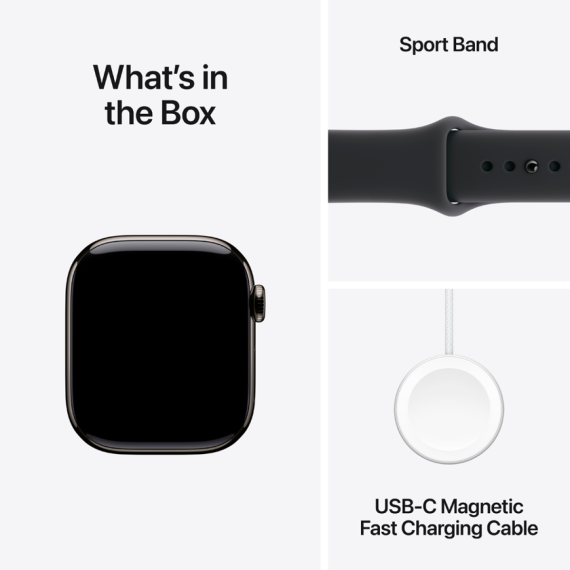 Apple Watch Series 11 GPS + Cellular 42mm Slate Titanium Case with Black Sport Band - M/L,Model A333