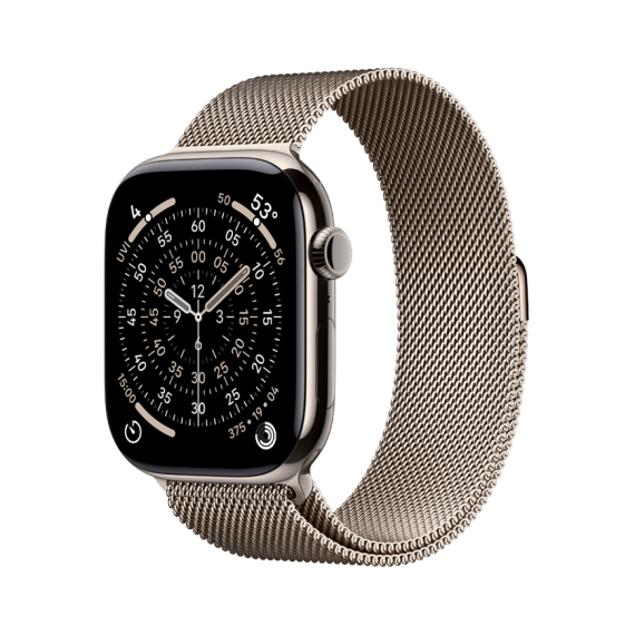 Apple Watch Series 11 GPS + Cellular 46mm Natural Titanium Case with Natural Milanese Loop - S/M,Mod