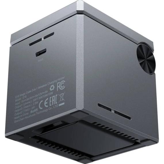 Бездротова зарядка Acefast 3in1 E18 Rubik`s Cude Series (Metal Gray)