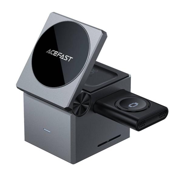 Бездротова зарядка Acefast 3in1 E18 Rubik`s Cude Series (Metal Gray)
