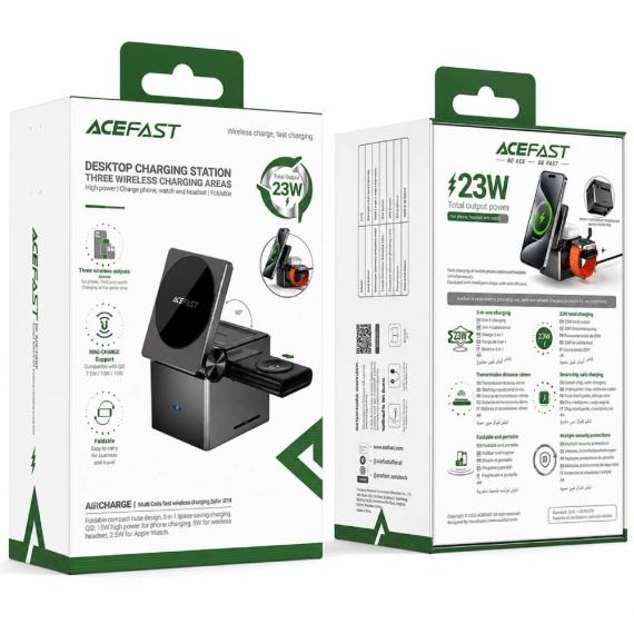 Бездротова зарядка Acefast 3in1 E18 Rubik`s Cude Series (Metal Gray)