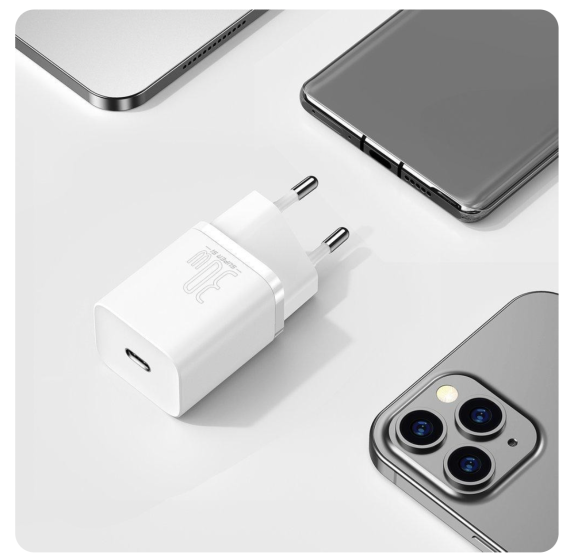 Зарядний пристрій  Baseus Super Silicone PD 30W (1Type-C) White