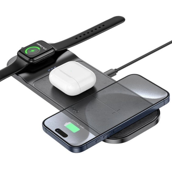 Зарядний пристрій Qi Hoco Step 3-in-1 CQ5 Black