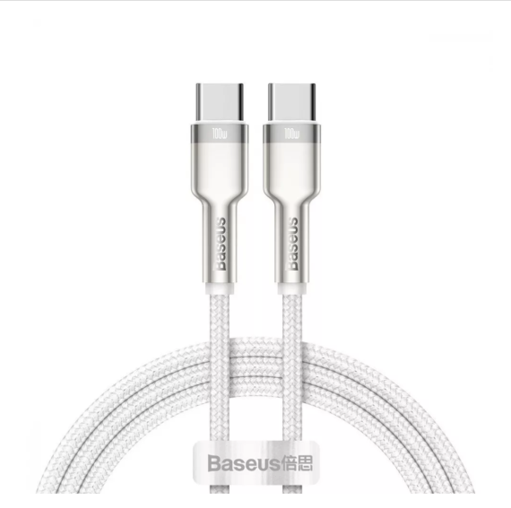 Кабель Baseus Cafule Metal Type-C to Type-C 100W 2m White