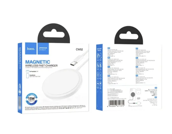 Бездротовий ЗП HOCO CW52 Enjoy magnetic ws fast charging White